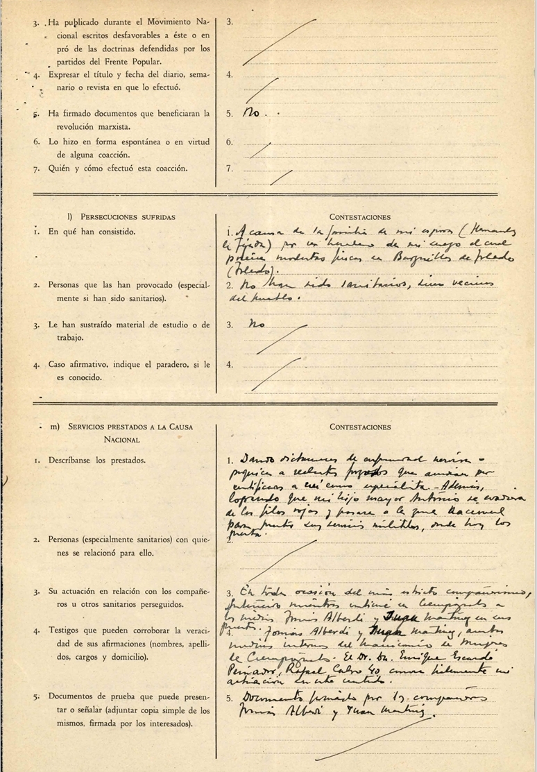 Segunda declaración jurada. Solicitudes del juez instructor. Fuente: Colegio de Médicos, SACRISTÁN GUTIERREZ, JOSÉ MIGUEL_COL. Nº 282801637